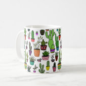 Cactus Potted Pflanze Niedliches Muster farbenfroh Kaffeetasse (Vorderseite Links)