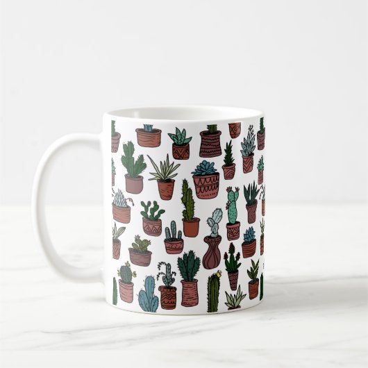 Cactus Potted Pflanze Niedliches Muster farbenfroh Kaffeetasse (Links)
