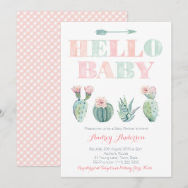 Cactus Prickly Pear Pink Green Baby Shower Cards Einladung