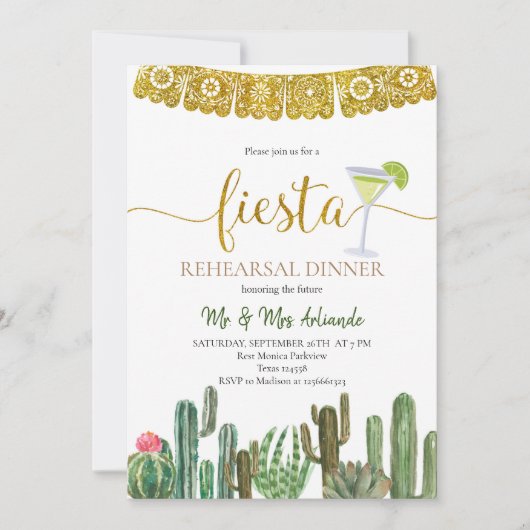 Cactus Probe Dinner Fiesta Einladung (Vorderseite)