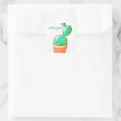 Cactus Queen Watercolor Quadratischer Aufkleber (Tasche)