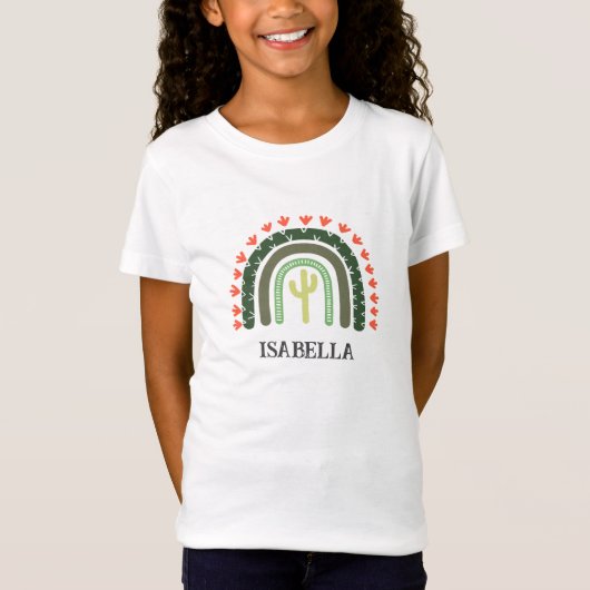 Cactus Rainbow Art NAME Orange Green Desert Fun T-Shirt (Vorderseite)