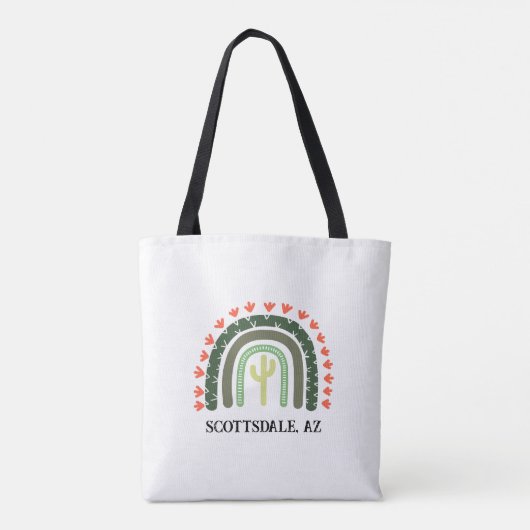 Cactus Rainbow LOCATION Orange Green Modern Fun Tasche (Rückseite)