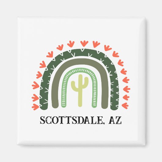 Cactus Rainbow Modern Desert Southwest Own Text Magnet (Vorne)