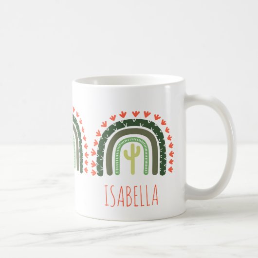 Cactus Rainbow NAME Orange Green Modern Wüste Kaffeetasse (Rechts)