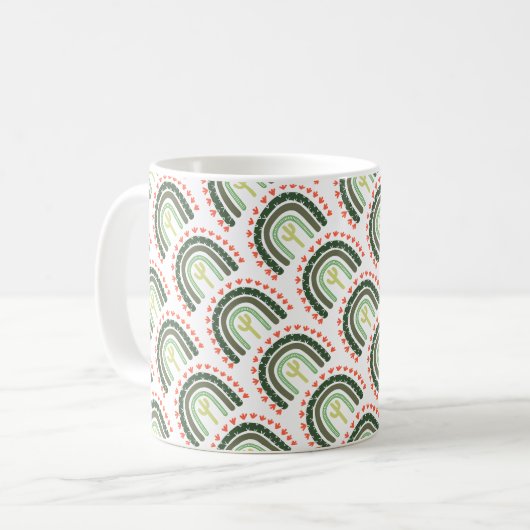 Cactus Rainbow Orange Green Modern Desert Fun Kaffeetasse (Vorderseite Links)