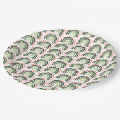 Cactus Rainbow Orange Green White Modern Fun Pappteller (Schrägansicht)