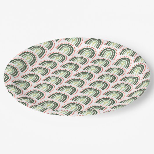 Cactus Rainbow Orange Green White Modern Fun Pappteller (Schrägansicht)