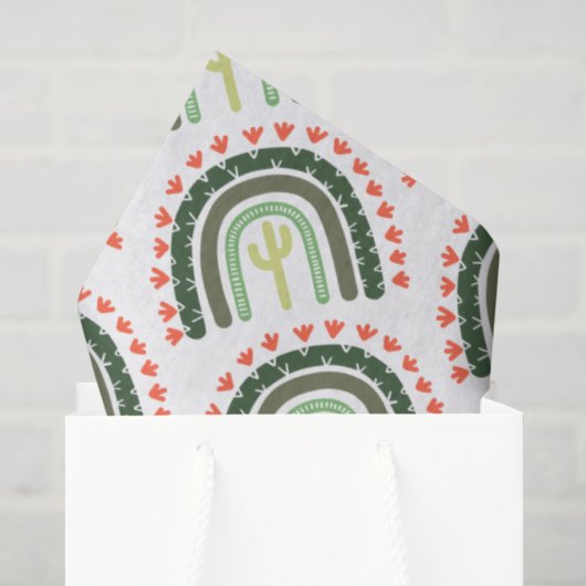 Cactus Rainbow Orange Green White Seidenpapier (Geschenktüte)