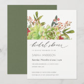 Cactus Red Floral Brautparty Einladung (Vorne/Hinten)