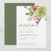 Cactus Red Floral Brautparty Einladung (Vorne/Hinten)