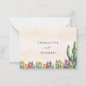 Cactus Rose gold rustikale Hochzeitsreaktion UAWG Mitteilungskarte (Rückseite)