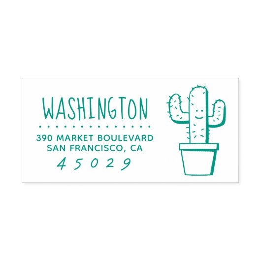Cactus | Rücksendeadresse von Familiennamen Permastempel (Design)