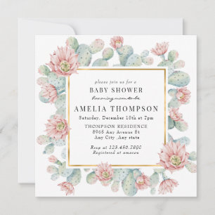 Cactus Rustic Boho Babydusche Einladung