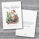 Cactus Santa Merry Christmas<br><div class="desc">Watercolor Cactus Santa Merry Weihnachtskarte. Mit dieser einzigartigen Urlaubskarte, die einen kleinen Aquarell-Weihnachtsmann mit grünem Kakteen und Sukkulenten beherbergt, wird Weihnachten eine lustige Drehung. Diese spielerische und festliche Szene bringt den Urlaubssgeist in die Wüste und verbindet den Charme des Winters mit der Wärme der Wüstenvibes. Diese Karte eignet sich ideal,...</div>