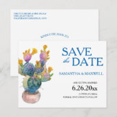 Cactus Save the Date Wedding Announcement Ankündigungspostkarte (Vorne/Hinten)