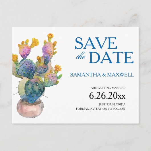 Cactus Save the Date Wedding Announcement Ankündigungspostkarte (Vorderseite)