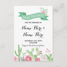Cactus Save the Date Wedding Party Fiesta Cards