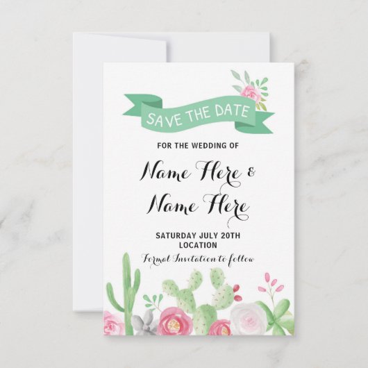 Cactus Save the Date Wedding Party Fiesta Cards (Vorderseite)