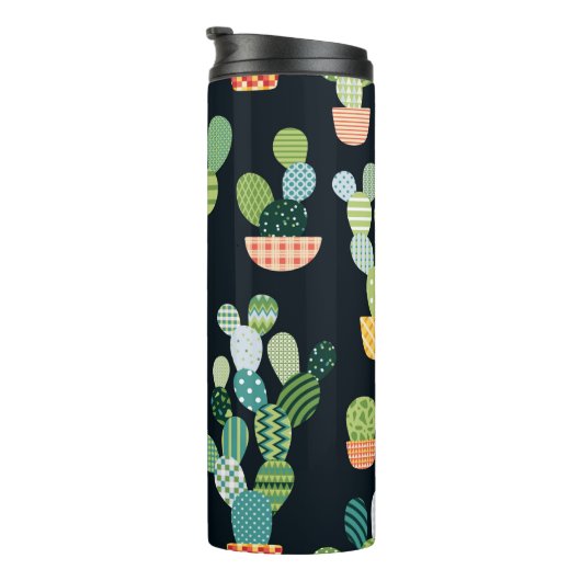 Cactus seamless pattern in patchwork style with pl thermosbecher (Nach rechts gedreht)