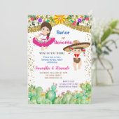 Cactus Señor oder Señorita Fiesta Gender Reveal Einladung (Stehend Vorderseite)