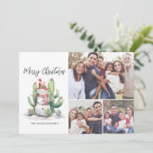 Cactus Snowman Foto Frohe Weihnachten (Stehend Vorderseite)