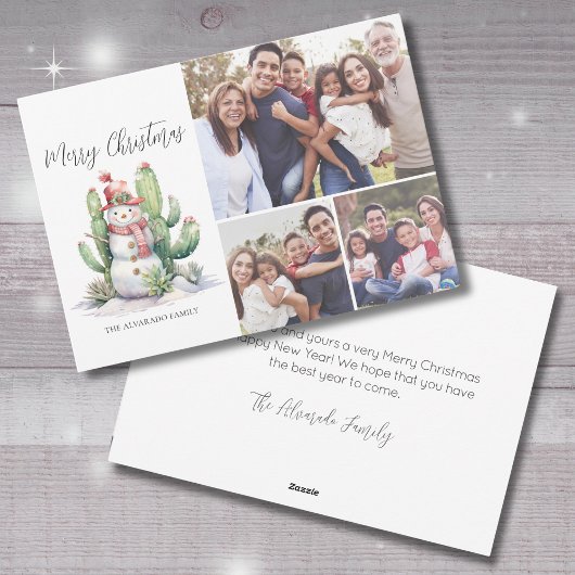 Cactus Snowman Foto Frohe Weihnachten