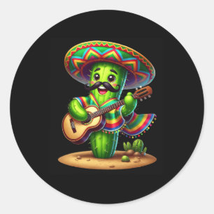 Cactus Sombrero Guitar Cinco De Mayo Boys Kinder M Runder Aufkleber