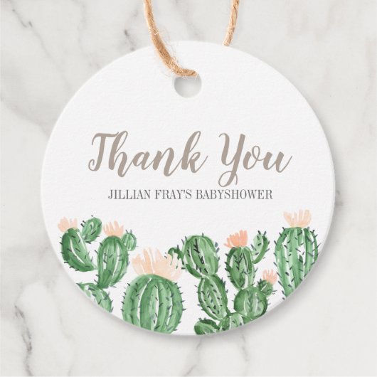 Cactus succuled baby dusche danke geschenkanhänger (Vorderseite)