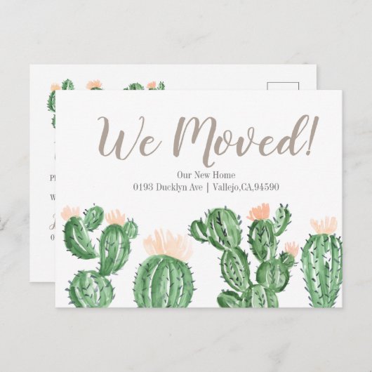 Cactus succuled we move annoucement Postcard Postkarte (Vorne/Hinten)