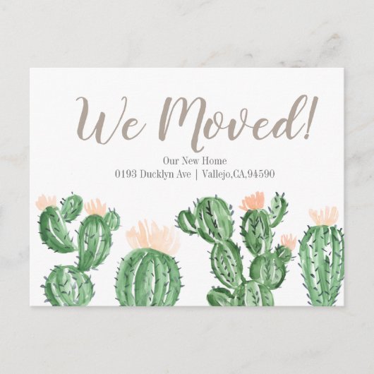 Cactus succuled we move annoucement Postcard Postkarte (Vorderseite)