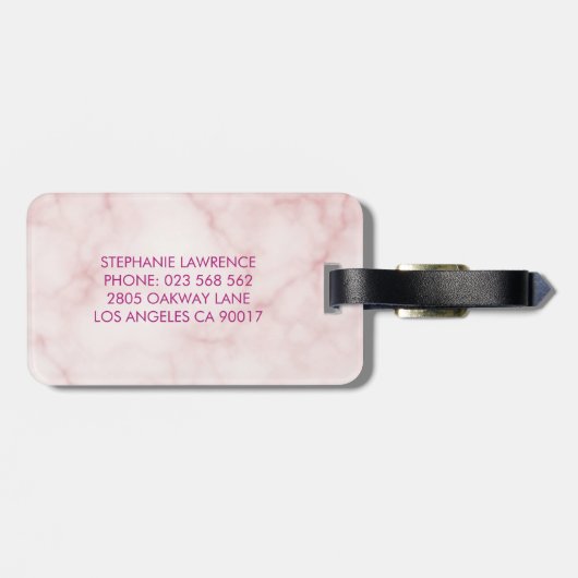 Cactus succulent Blush Marble Geometric Monogram Gepäckanhänger (Rückseite horizontal)