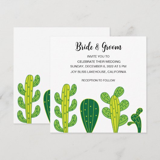 Cactus succulent botanical Wedding Einladung (Vorne/Hinten)