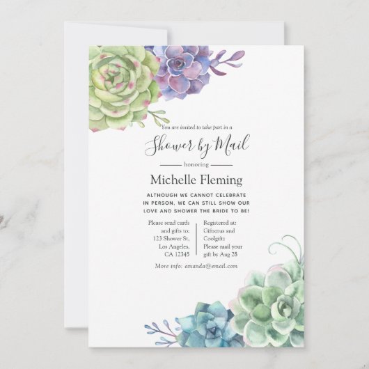 Cactus succulent Bridal oder Baby Shower by Mail Einladung (Vorderseite)