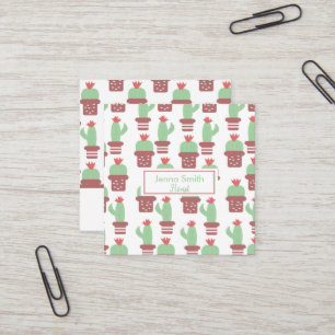 Cactus succulent Cacti Pattern Garden Florist Quadratische Visitenkarte