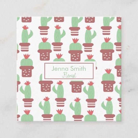 Cactus succulent Cacti Pattern Garden Florist Quadratische Visitenkarte (Vorderseite)