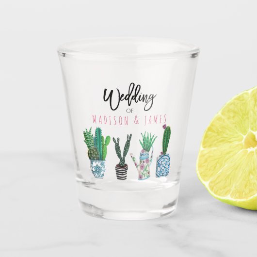 Cactus succulent | Fiesta-Party | Hochzeit | Schnapsglas (Vorderseite)