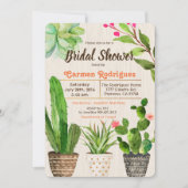 Cactus succulent floral Bridal Dusche Einladung (Vorderseite)