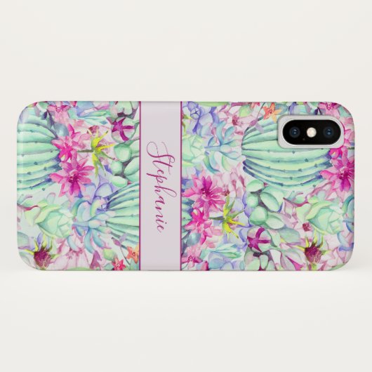 Cactus succulent floral Foliage Personalisiert Case-Mate iPhone Hülle (Rückseite (Horizontal))