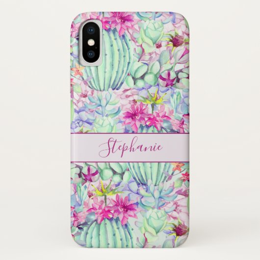 Cactus succulent floral Foliage Personalisiert Case-Mate iPhone Hülle (Rückseite)