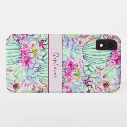 Cactus succulent floral Foliage Personalisiert Case-Mate iPhone Hülle (Rückseite (Horizontal))