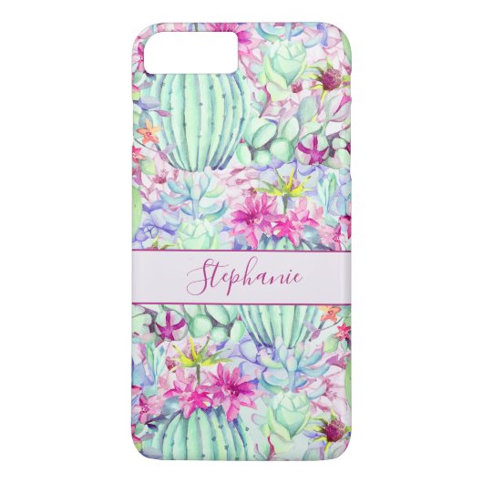 Cactus succulent floral Foliage Personalisiert Case-Mate iPhone Hülle (Rückseite)