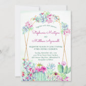 Cactus succulent Geometric Botanical Wedding Einladung (Vorderseite)