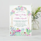 Cactus succulent Geometric Botanical Wedding Einladung (Stehend Vorderseite)