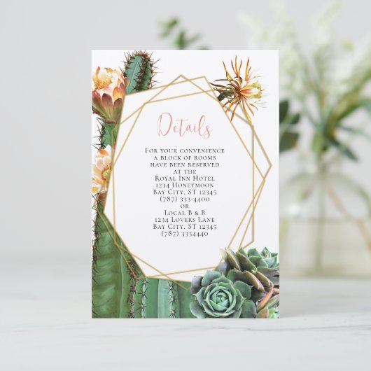 Cactus succulent Greenerity Wedding RSVP Einladung (Stehend Vorderseite)
