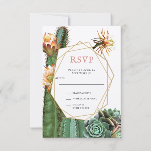 Cactus succulent Greenerity Wedding RSVP Einladung (Vorderseite)