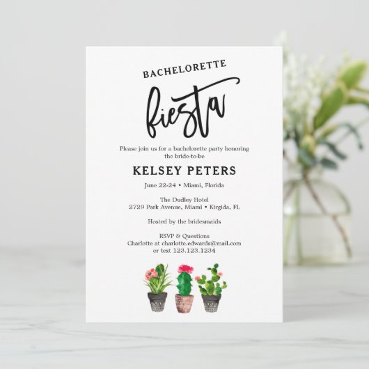 Cactus succulent Junggeselinnen-Abschied Einladung (Stehend Vorderseite)