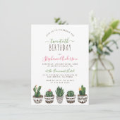 Cactus & succulent Modern Geometric Birthday Party Einladung (Stehend Vorderseite)