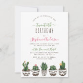 Cactus & succulent Modern Geometric Birthday Party Einladung (Vorderseite)