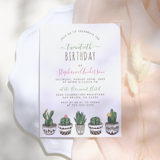 Cactus & succulent Modern Geometric Birthday Party Einladung